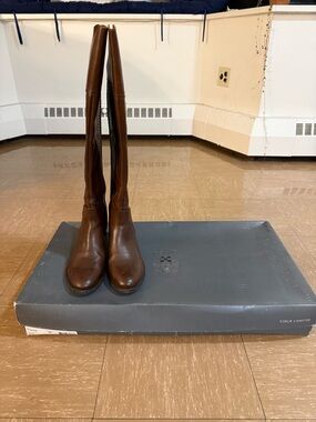 Vince Camuto Brown Tall Leather Riding Boots